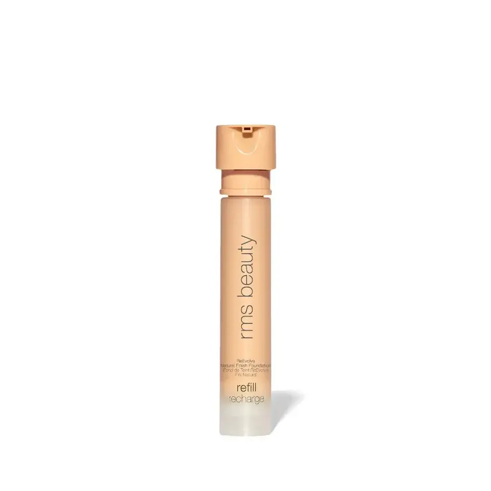 RMS Beauty foundation refill tube with beige cap on white background.