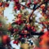 Branches with clusters of small red berries and green leaves.