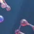 Colourful molecular structures on a blue background.