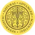 Yellow circular emblem with ornate design and words: Natural, Advanced, Scientific, Synergistic.