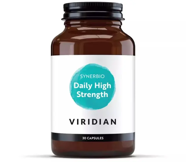 Brown bottle of Viridian Synerbio Daily High Strength, 30 capsules.