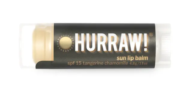 Hurraw! sun lip balm, SPF 15, tangerine chamomile, 4.8g.