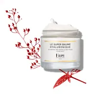 Kure Bazaar Le Super Baume Hyaluronique jar with red botanical accents.