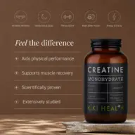 Creatine Monohydrate bottle with benefits: aids performance, supports recovery, scientifically proven.