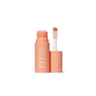 Peach-coloured lip gloss with "rms" text, open with applicator wand.