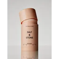 Salt & Stone deodorant stick, saffron and cedar scent, 75g, with open cap.