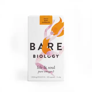 Bare Biology Life & Soul omega-3 capsules, 120 count, 1,300mg EPA & DHA.