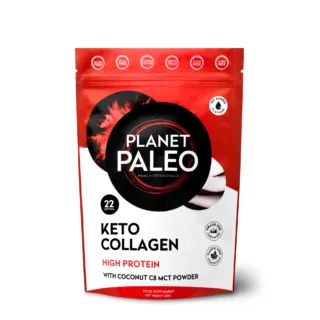 Planet Paleo Keto Collagen pouch, high protein, 22 servings, coconut C8 MCT powder.