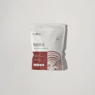 Reishi Ganoderma supplement pouch with organic label, 60 capsules.