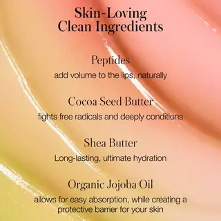 Skin-Loving Clean Ingredients: Peptides, Cocoa Seed Butter, Shea Butter, Organic Jojoba Oil.