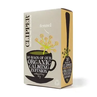 Clipper Organic Fennel Infusion box with 20 unbleached bags, 40g.
