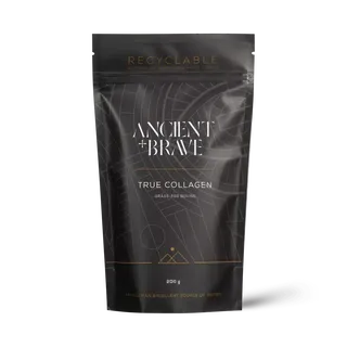 Recyclable pouch of Ancient + Brave True Collagen, 200g, grass-fed bovine.