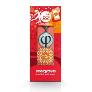 Red packaging for bioDOT and smartDOT energy booster. Text: "A world of good energy".