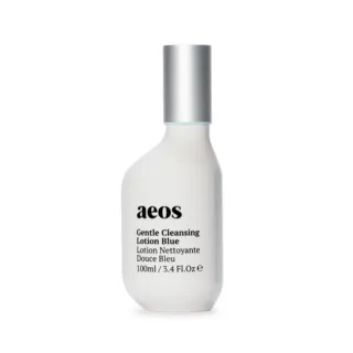 Aeos Gentle Cleansing Lotion Blue, 100ml bottle with silver cap.