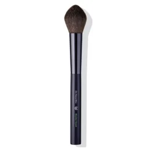 Makeup brush with dark bristles and black handle, labelled "Blusher Brush".