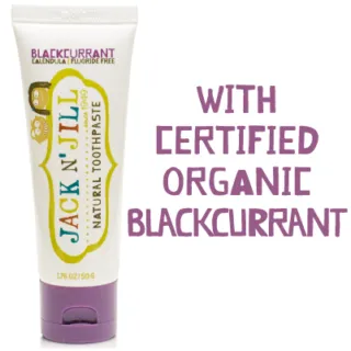 Jack N' Jill natural toothpaste with certified organic blackcurrant flavour.