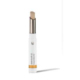 White cover stick labelled "Abdeckstift 02 Coverstick 02" with a beige tip.