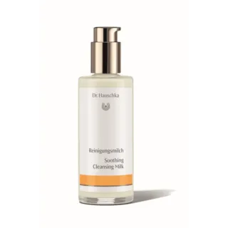 Dr. Hauschka Soothing Cleansing Milk bottle with pump dispenser.