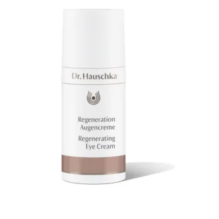 Dr. Hauschka Regenerating Eye Cream bottle with brown band at base.