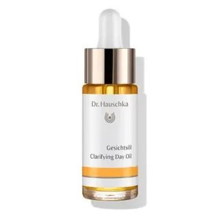 Dr. Hauschka Clarifying Day Oil bottle with dropper lid.