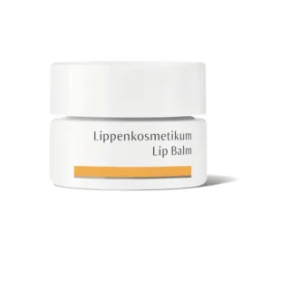 White jar labelled "Lippenkosmetikum Lip Balm" with orange stripe.
