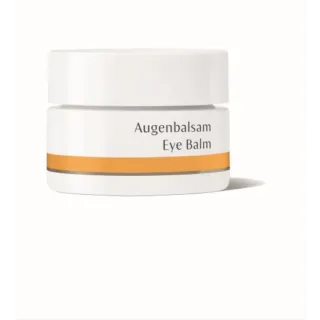 White jar labelled "Augenbalsam Eye Balm" with orange stripe.