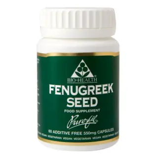 Bio-Health Fenugreek Seed supplement, 60 additive-free 550mg capsules.