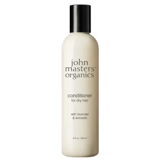 John Masters Organics conditioner for dry hair, lavender and avocado, 236 ml bottle.