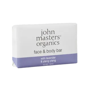 John Masters Organics face and body bar with lavender and ylang ylang, 128g.