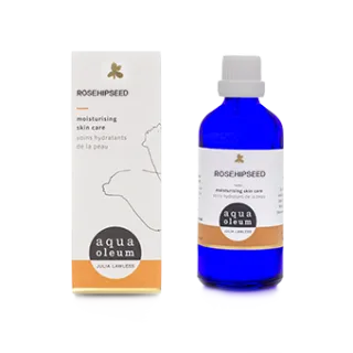 Rosehip seed moisturising skincare bottle and box by Aqua Oleum.