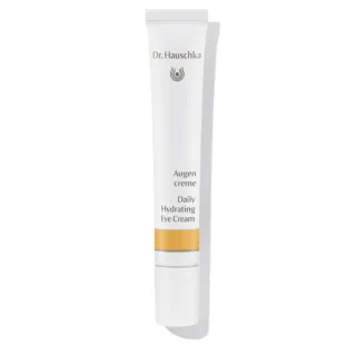 Dr. Hauschka Daily Hydrating Eye Cream tube with gold accent.