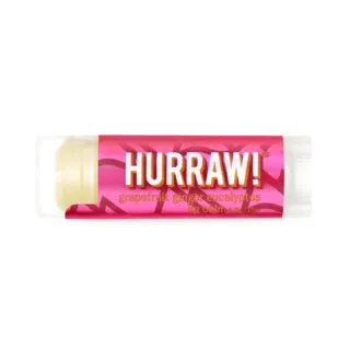 Hurraw! grapefruit ginger eucalyptus lip balm in pink tube, 4.8g.