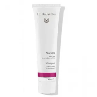 Dr. Hauschka Shampoo tube, 150 ml, white with pink band.