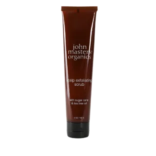 Brown tube of John Masters Organics scalp exfoliating scrub, 142g.