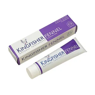 Kingfisher Fennel Natural Toothpaste, fluoride free, with box and tube shown.