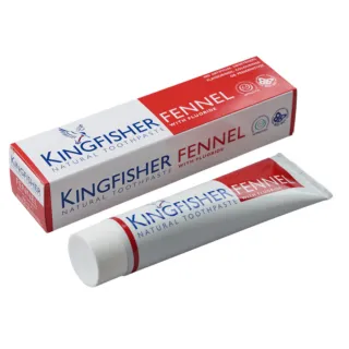 Kingfisher Fennel Natural Toothpaste with Fluoride, tube and box shown.