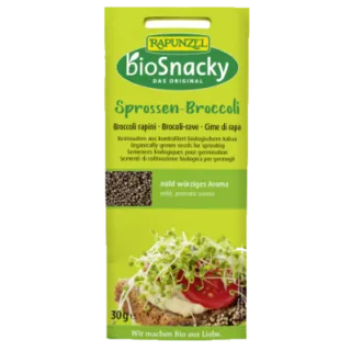 Rapunzel bioSnacky Sprossen-Broccoli seeds, 30g pack, mild aromatic aroma, sprouting on bread.