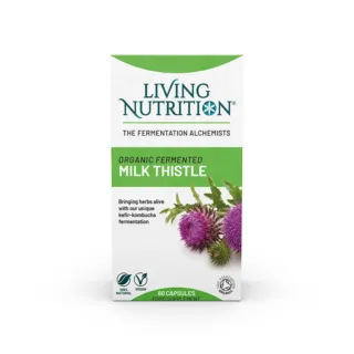 Living Nutrition Organic Fermented Milk Thistle, 60 capsules, vegan, 100% natural.