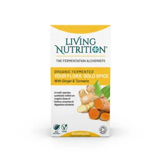Living Nutrition Your Flora Gold Spice capsules with ginger and turmeric, 60 count.