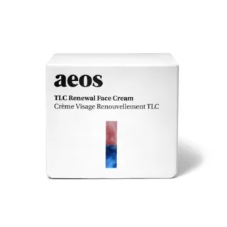 Aeos TLC Renewal Face Cream box with red and blue design.