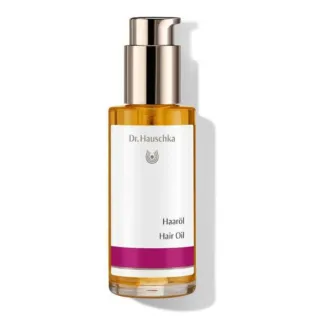 Dr. Hauschka Hair Oil bottle with pump dispenser.