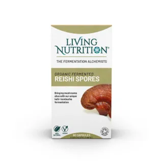 Living Nutrition Reishi Spores, 60 capsules, organic, vegan, 100% natural, kefir-kombucha fermented.