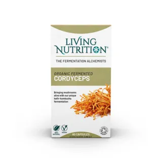 Living Nutrition Organic Fermented Cordyceps, 60 capsules, vegan, 100% natural.