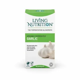 Living Nutrition Organic Fermented Garlic, 60 capsules, vegan, 100% natural.