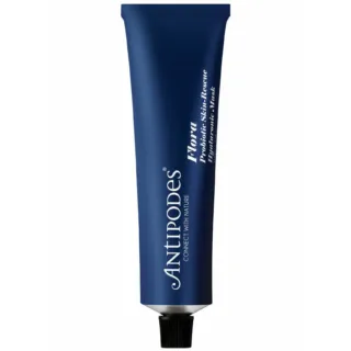 Antipodes Flora Probiotic Skin-Rescue Hyaluronic Mask in a blue tube.