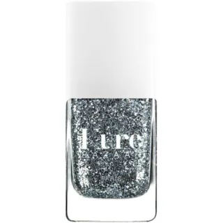 Silver glitter nail polish bottle with white cap, labelled "Kure Bazaar Paris".