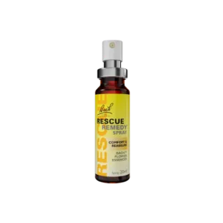 Bach Rescue Remedy Spray, 20ml bottle with yellow label.