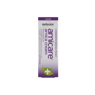 Nelsons arnicare arnica cream box with purple and white design.