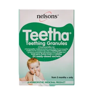 Nelsons Teetha Teething Granules, Chamomilla 6c, 24 sachets, suitable from 3 months.