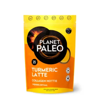 Planet Paleo Turmeric Latte collagen powder, 240g, gluten and dairy free.